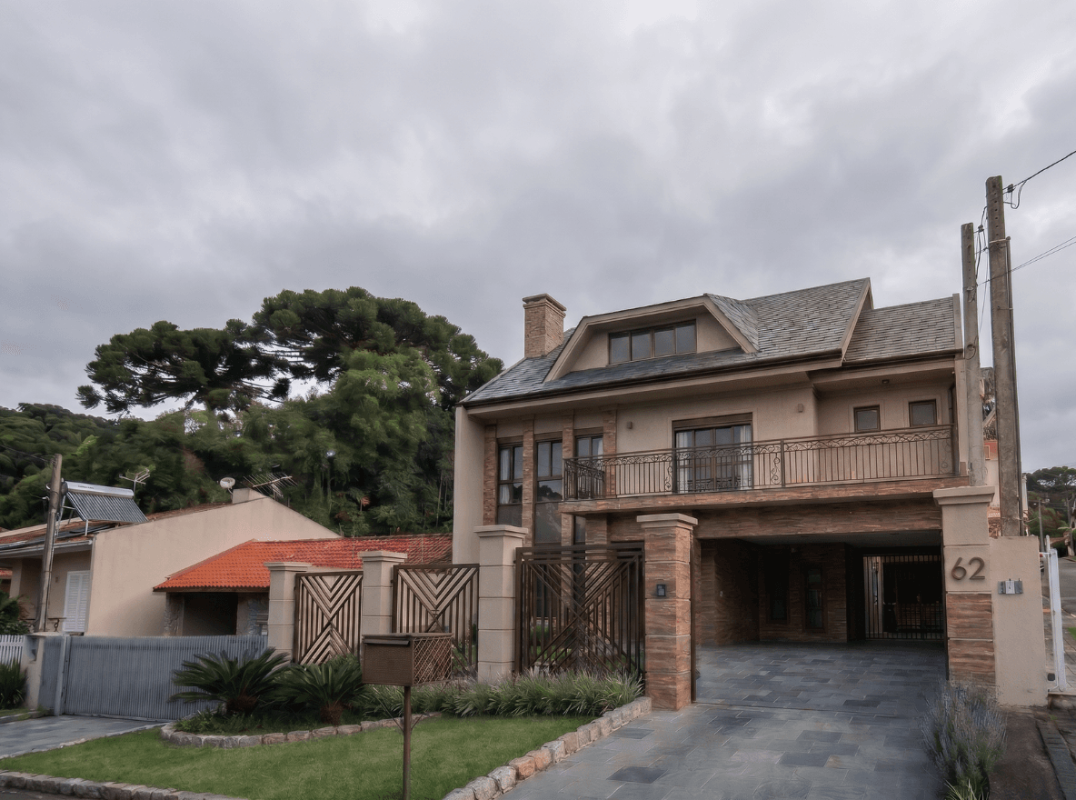 Facade under a gray, overcast sky
